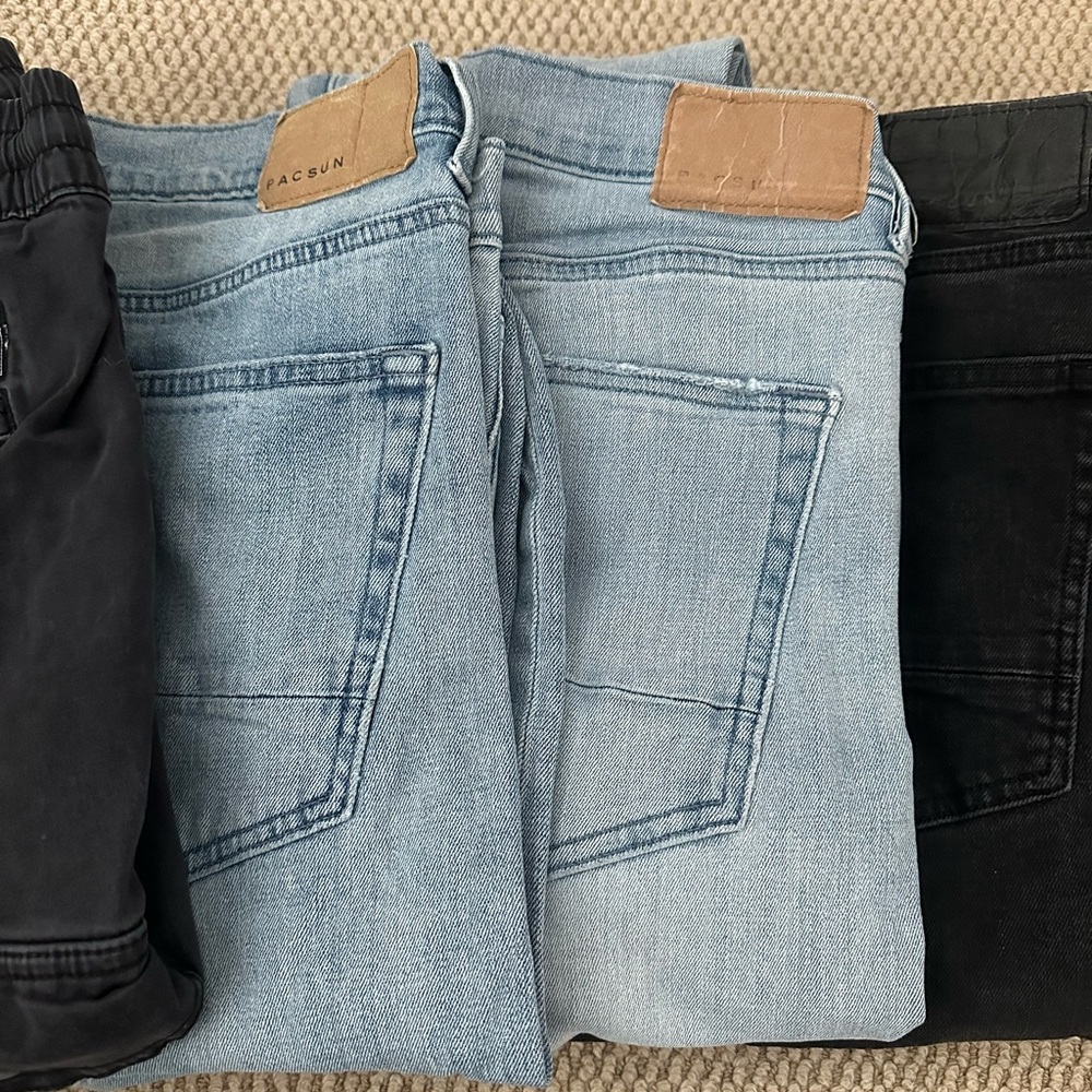 PacSun Men's Jeans in Light Blue and Black